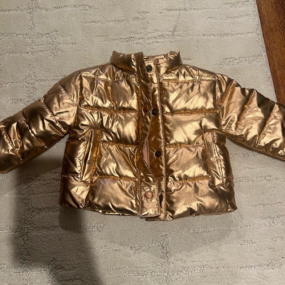 Janie and Jack Gold Metallic Puffer Jacket. Size 6-12 months